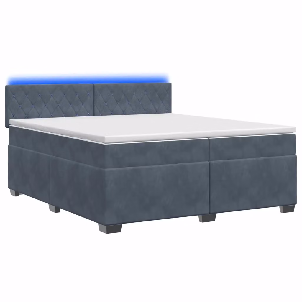 Letto con Box Spring, Materasso Ibrido e LED vidaXL, Grigio, L/P: 200 x 200 cm – 2