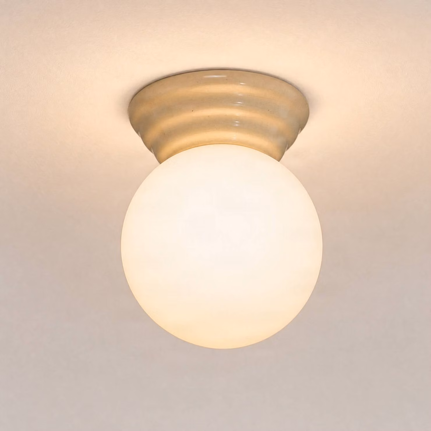 Plafoniera soffitto Zori SOLLUX LIGHTING, dimmerabile, Bianco / Opale, Bagno, Vetro, Moderno, Plafoniera