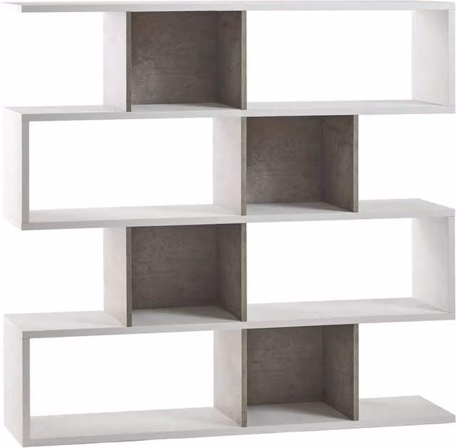 Libreria Modulare 4 Ripiani 150x144x38 cm Ossido Bianco/Cemento