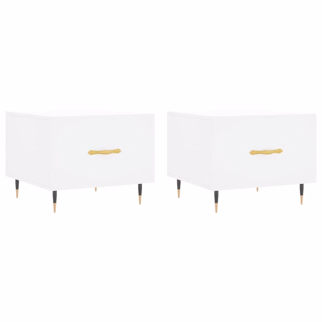 Tavolini da Salotto 2 pz Bianchi 50x50x40 cm Legno Multistrato