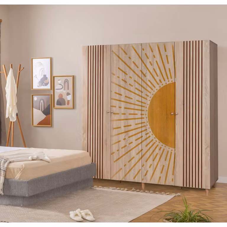 Skye Decor, Loni 4 -971, armadio, Sonomo, 100 % PANNELLI DI PARTICELLE RIVESTITI IN MELAMMINA, 180 x 52 x 192 cm