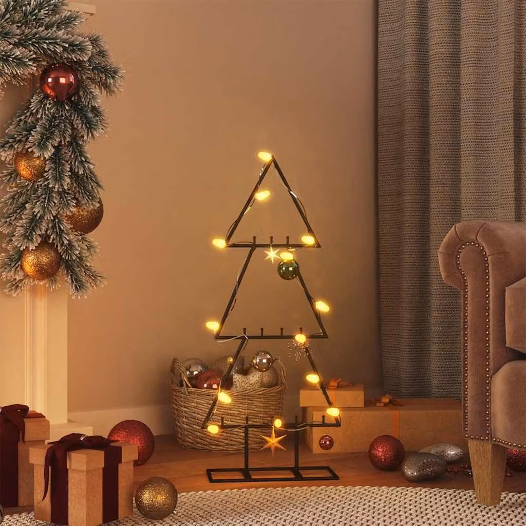 Albero di Natale decorativo moderno vidaXL in metallo nero, altezza: 60 cm