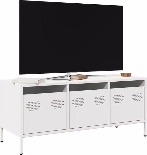 Mobile TV vidaXL in metallo bianco stile industrial L: 101,5 cm, P: 39 cm, H: 43,5 cm – 1