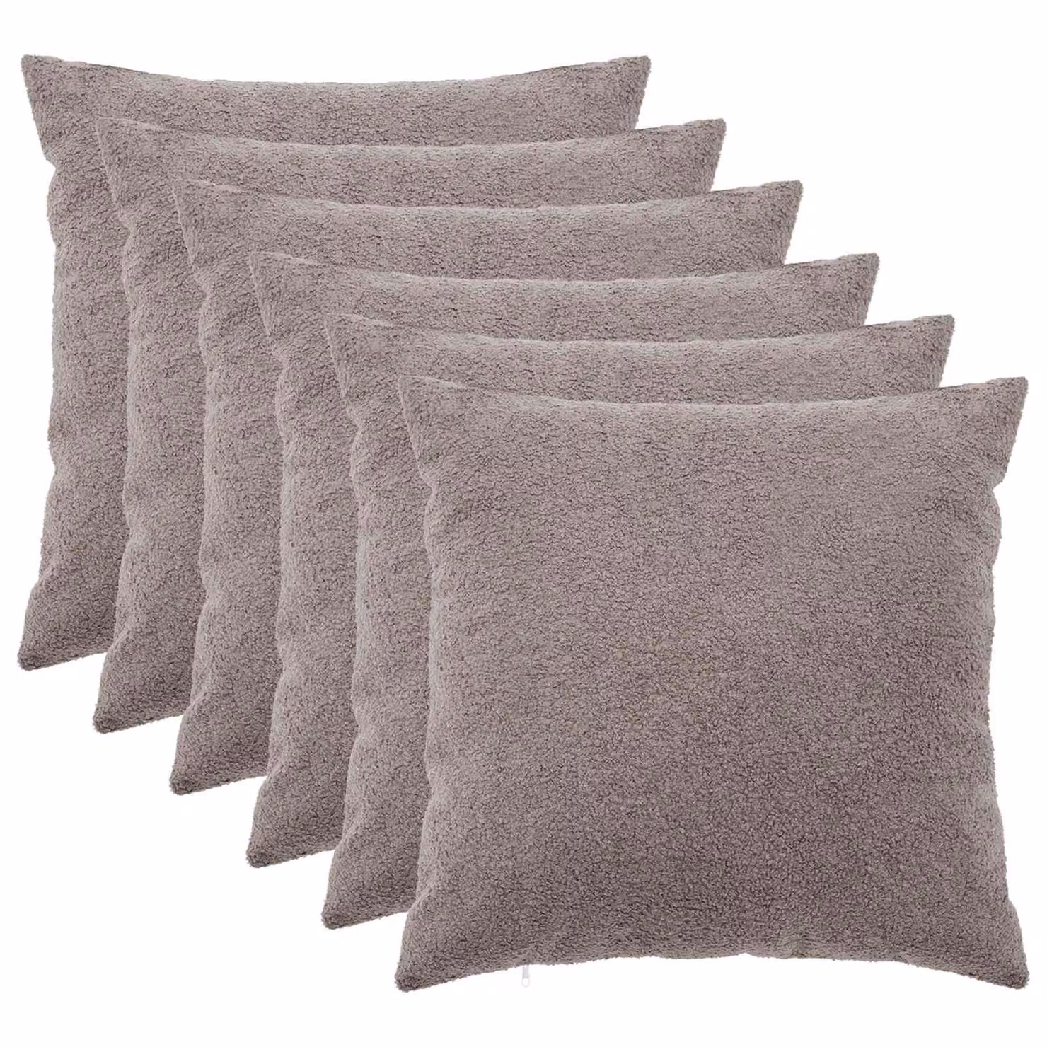 Set di 6 federe vidaXL HEERLEN grigio chiaro in tessuto bouclé, L/P: 60 x 60 cm