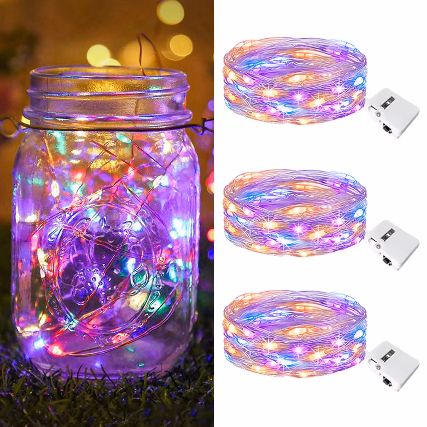 3 pezzi/3 modalità, catena luminosa a batteria, 2 metri, 20 LED, piccola
