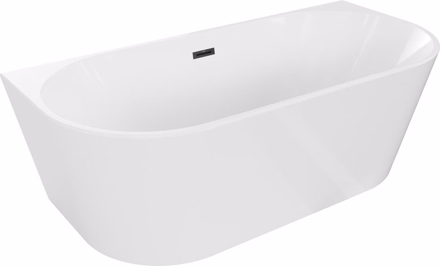 Mexen Oval vasca da bagno freestanding a parete 150 x 75 cm, bianca, troppopieno nero - 52671507500-70