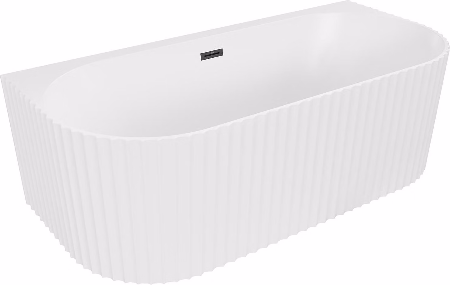 Mexen Sella vasca da bagno freestanding a parete zigrinata 150 x 75 cm, bianco opaco, troppopieno nero - 52711507501-70