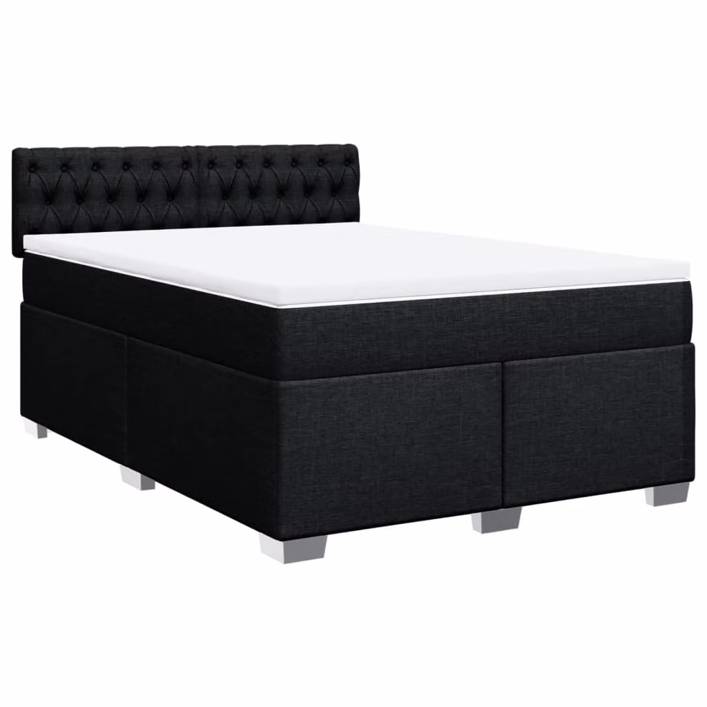 Giroletto a Molle con Materasso Nero 160x200 cm in Tessuto
