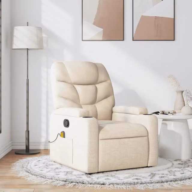 Poltrona Reclinabile Relax vidaXL in Tessuto Beige con Braccioli e Regolazione Manuale