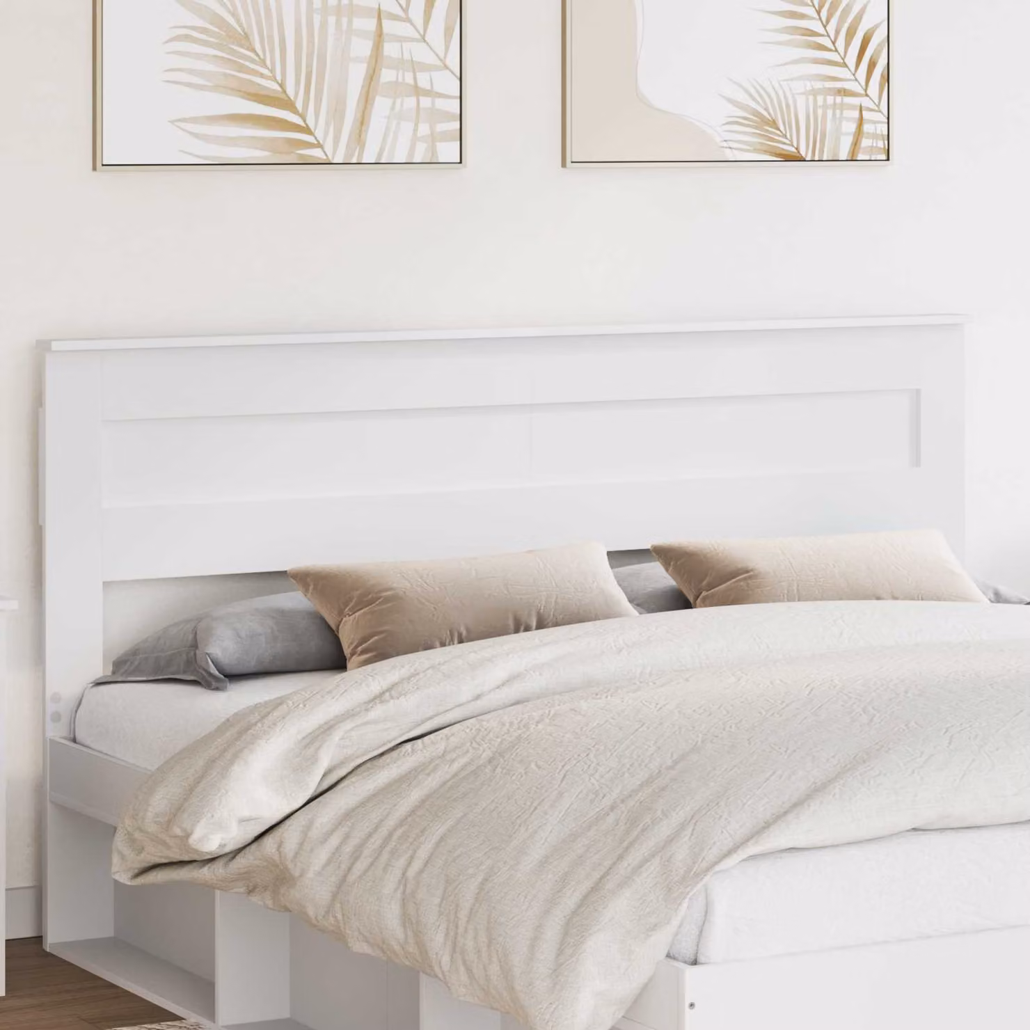 Testiera per letto vidaXL in legno ingegnerizzato bianco lucido, stile minimalista