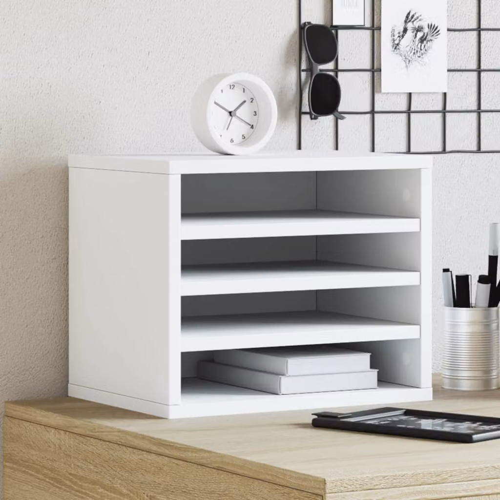 Organizer per la Scrivania vidaXL Bianco in Multistrato L: 36 cm, P: 26 cm, H: 29,5 cm