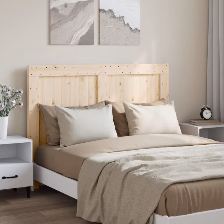 Testiera per letto vidaXL in legno massello di pino naturale stile rustico L 140 cm x H 104 cm