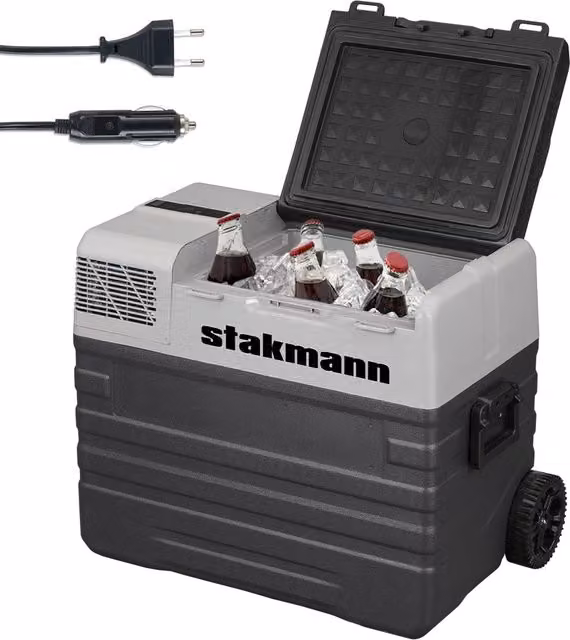 Frigorifero Portatile con Compressore Stakmann AC/DC 12V e 220V, Grigio e Nero, 52L – 1