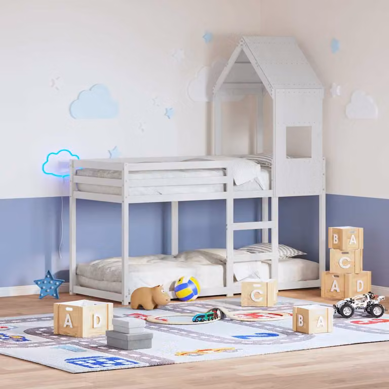 vidaXL Tetto per Letto Bambini in Legno Massello di Pino Bianco L: 60 cm, P: 89 cm, H: 134,5 cm