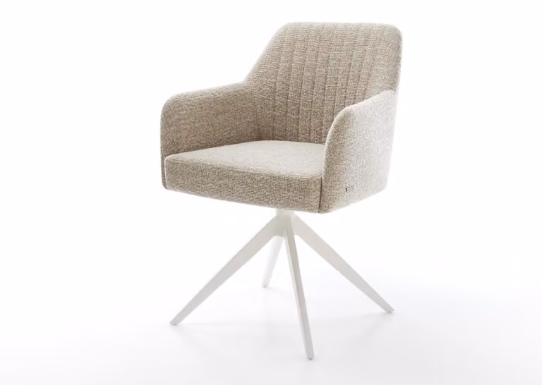 DELIFE sedia girevole Greg-Flex tessuto morbido beige telaio trasversale largo bianco girevole a 360° funzione dondolo nucleo a molle tascabili