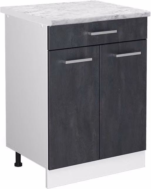 Mobiletto base per cucina R-Line Calce nera/Bianco 60 cm PL Marmo Vicco