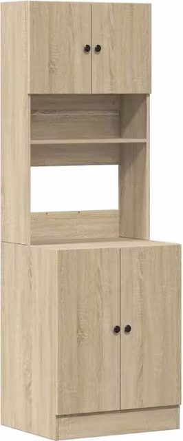 Mobile da cucina moderno HELLOSHOP26 in rovere color marrone con ante e cassetti, L: 60 cm, P: 50 cm, H: 180 cm