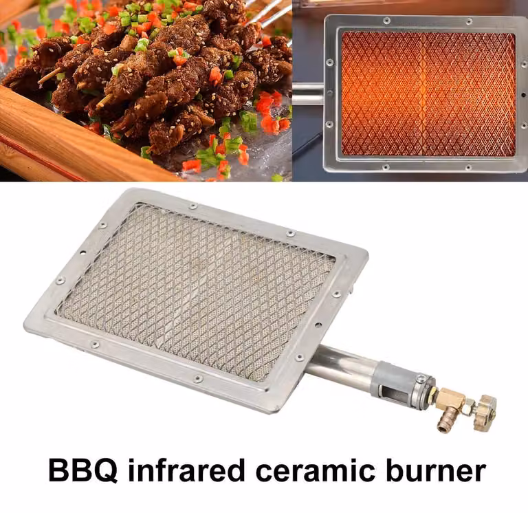 Bruciatore a gas a infrarossi per barbecue - Bruciatore laterale in Vetroceramica 22x17 cm - Riscaldatore a gas per barbecue e campeggio