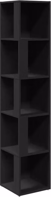 Mobile angolare moderno HELLOSHOP26 in legno composito nero con 5 scomparti, L/P/H: 33 x 33 x 164,5 cm