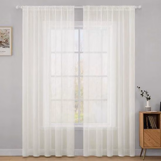Tenda in voile trasparente - decorazione natalizia - set da 2 - avorio - 175 x 140 cm