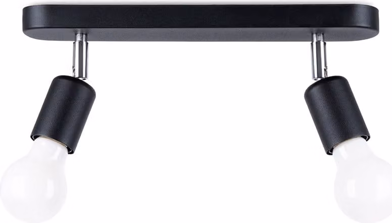 Lampada da soffitto FORNES 2 nero 2xE27 15W acciaio 13.5x6x33cm Sollux Lighting