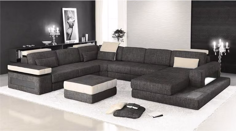 Ecksofa Couch Design Polster Textil Wohnlandschaft U-Form Bettfunktion Stoff
