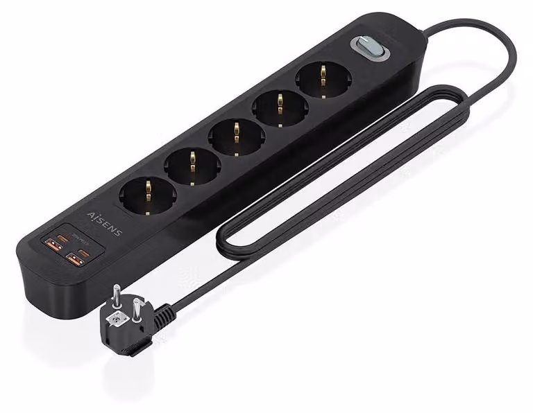 AISENS ASPS-2A2C15-BK, 1,4 m, per interni, tipo F, tipo F, 1,5 mm², rame