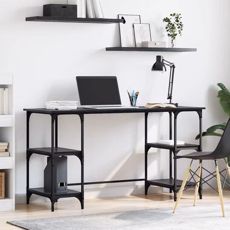 Maison Exclusive - Scrivania, finitura effetto legno nero rovere, realizzata in materiale composito