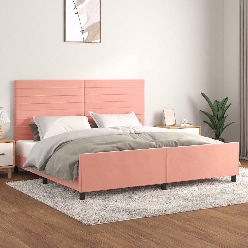 Giroletto con Testiera vidaXL in Velluto Rosa L/P/H: 200 x 200 x 128 cm