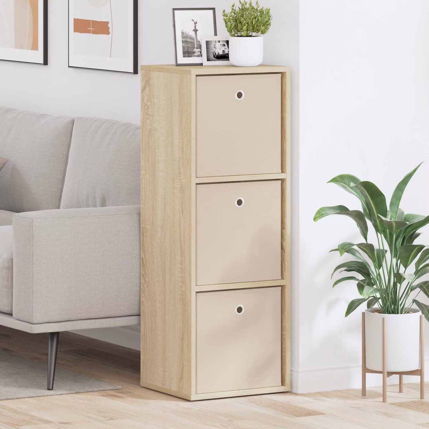 Credenza con cassetto vidaXL in Rovere Sonoma, colore marrone, L 35 cm x P 32 cm x H 99,5 cm