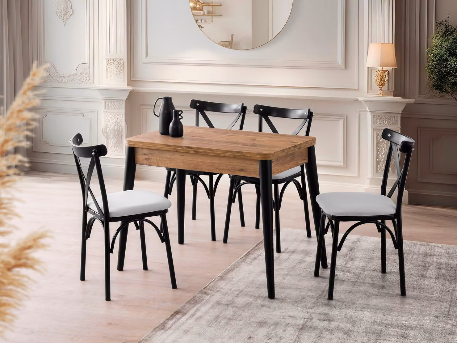 Skye Decor, Dolunay - 1284, pino dell'Atlantico, tavolo da pranzo allungabile, 100 x 75 x 60 cm, 100 % LAMINATO