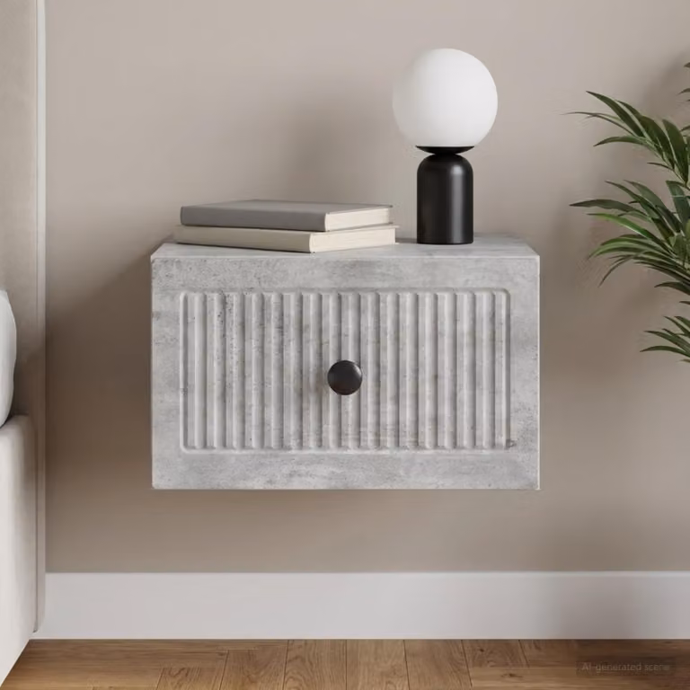 vidaXL Mobiletto da notte sospeso Grigio Cemento L: 33 cm, P: 34,5 cm, H: 20 cm