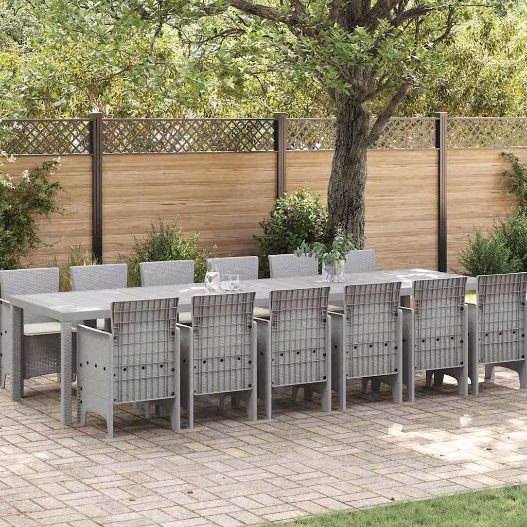 Maison Exclusive - Set da pranzo per esterno, 13 pezzi, rattan sintetico color grigio chiaro