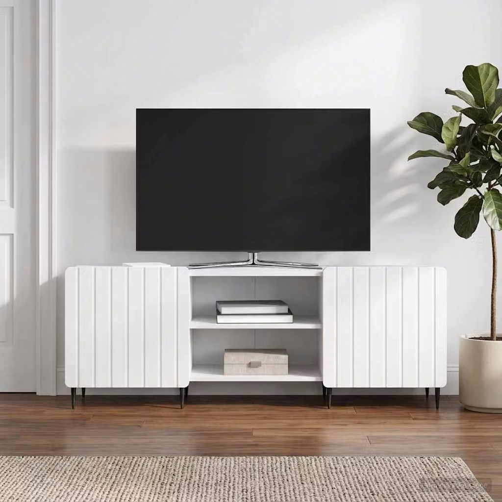 Mobile TV vidaXL Bianco Moderno in Legno e Metallo L: 150 cm, P: 31 cm, H: 52 cm