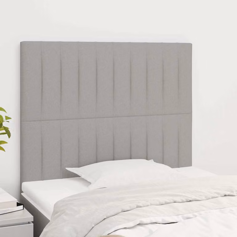 Testiera per letto vidaXL in tessuto grigio con struttura in legno e pannello imbottito L: 100 cm, P: 5 cm, H: 118-128 cm