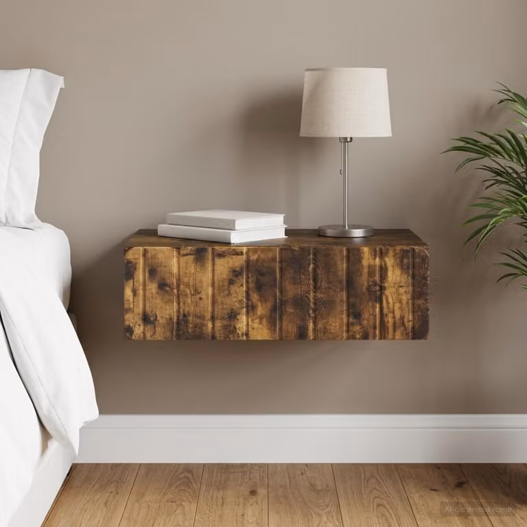 vidaXL Tavolino da Parete Laterale in Rovere Fumo, L 59 cm x P 34,5 cm x H 17 cm