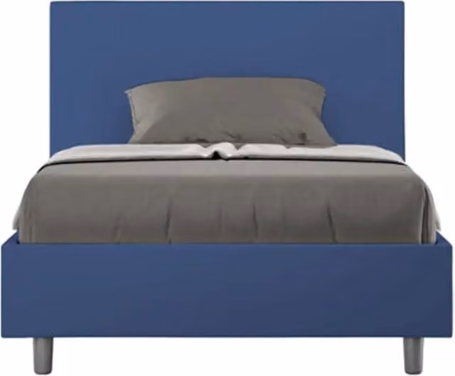 Letto una piazza e mezza senza rete imbottito 120x200 similpelle blu Adele
