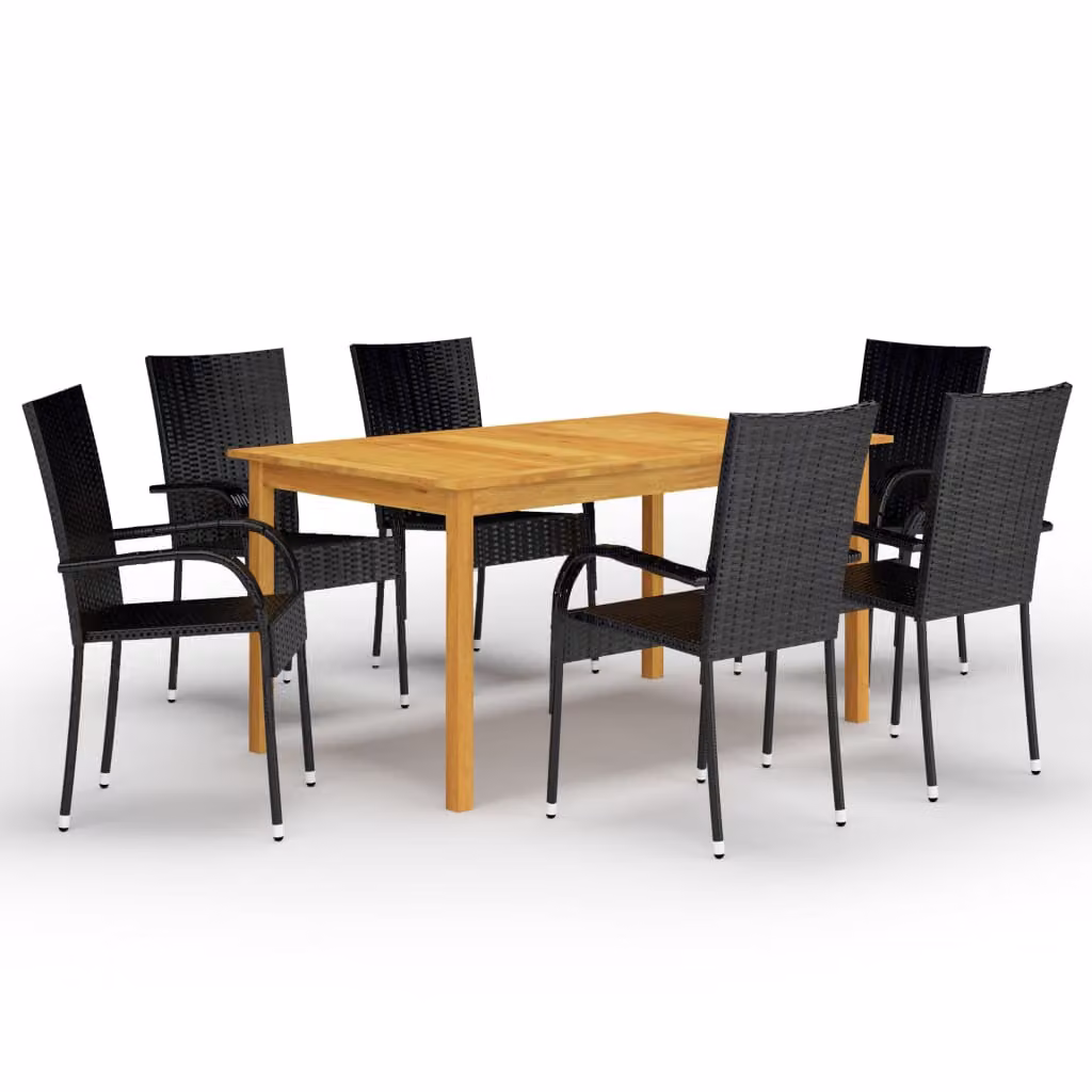 The Living Store Set da pranzo da giardino 7 pezzi nero