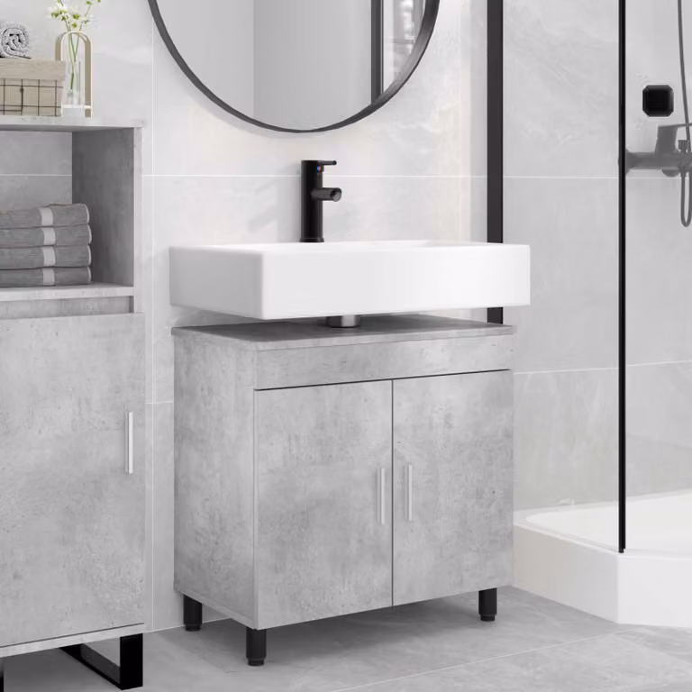 Mobiletto da bagno moderno vidaXL Grigio, L 60 cm x P 35 cm x H 60 cm