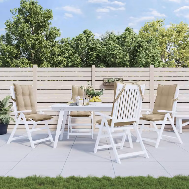 Set di 4 cuscini per sedia con schienale alto vidaXL in tessuto Oxford beige, impermeabili e traspiranti