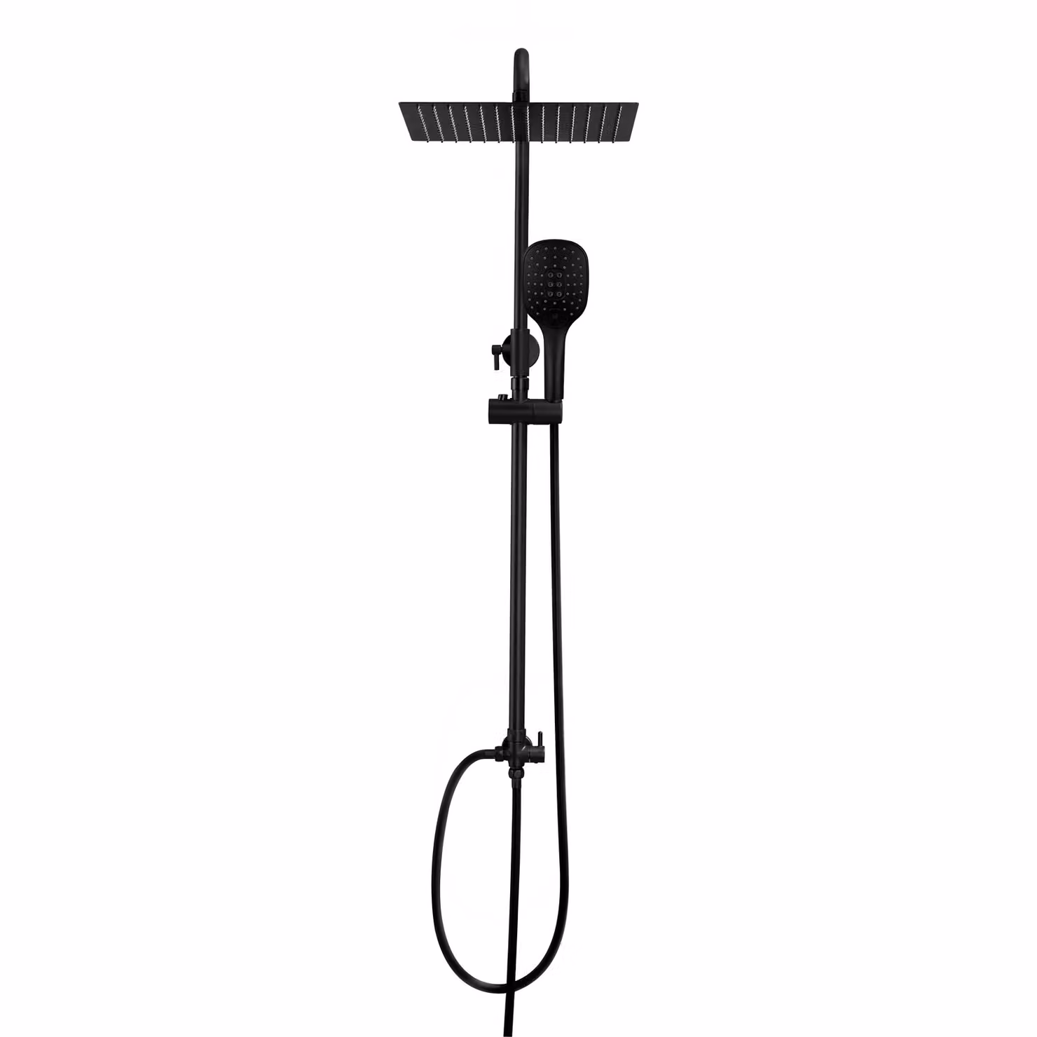 JOHO Colonna Doccia Nero Opaco in Acciaio Inox Set doccia a Pioggia con Soffione e Doccetta 25x25cm