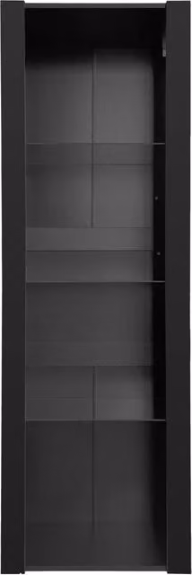 Vetrina nera lucida con LED, 3 ripiani in vetro, 55x38x166 cm