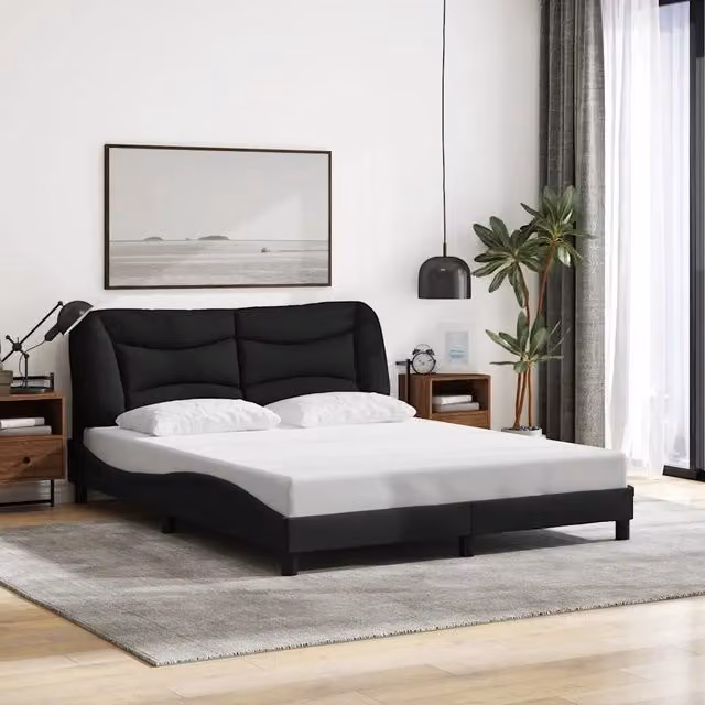 Giroletto Hvar vidaXL senza materasso in tessuto nero L 160 cm x P 200 cm – 1
