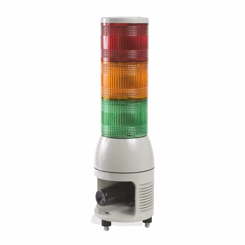 Colonna di segnalazione Schneider Electric 100 mm 100..240 V con sirena – Luce fissa/lampeggiante a LED, verde/arancione/rosso XVC1M3HK