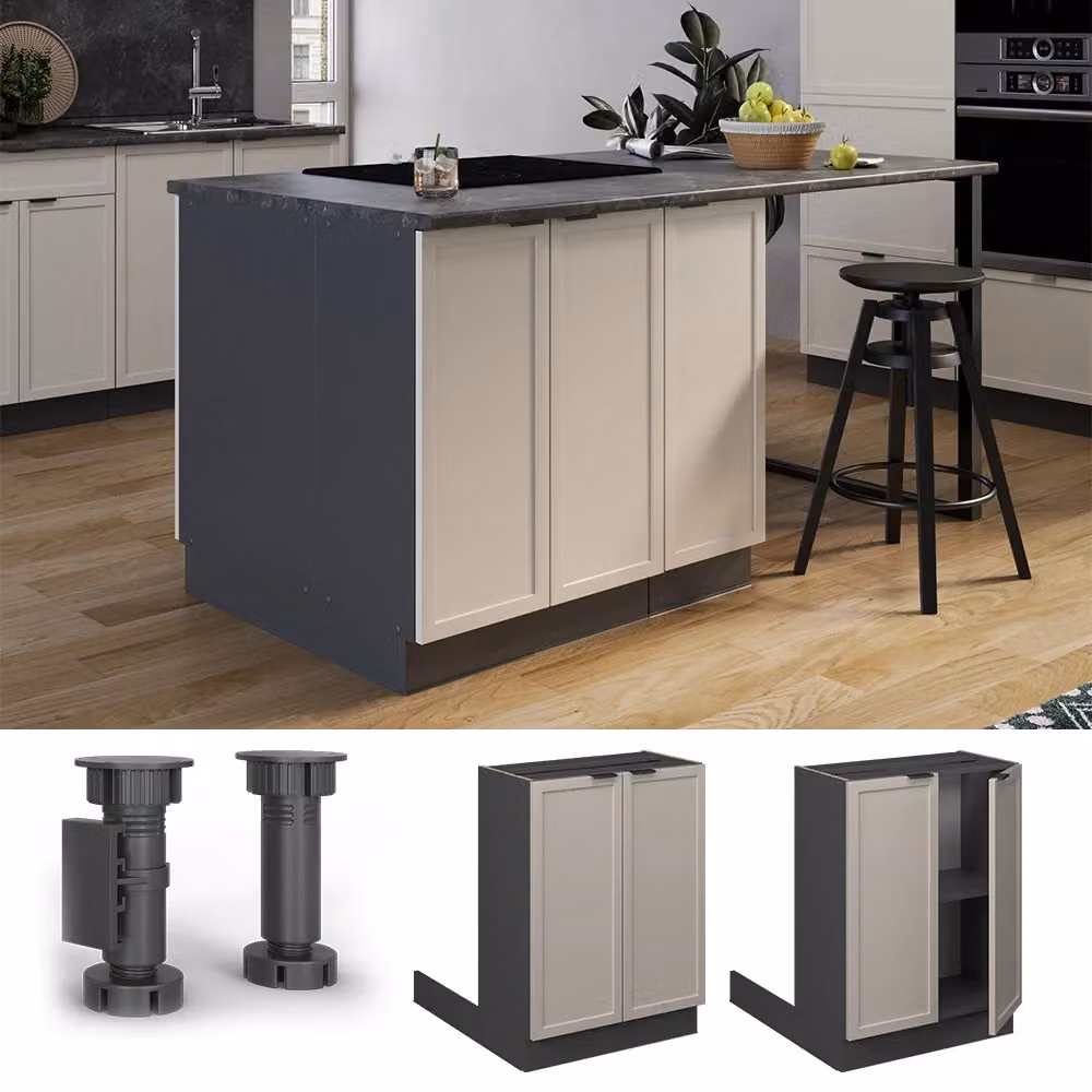 Isola cucina Vicco Fame-Line base in MDF senza piano di lavoro, Grigio Beige e Antracite, L: 60 cm, H: 82 cm, P: 30 cm – 2