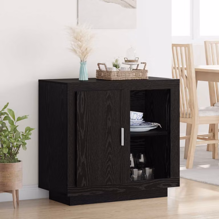 Credenza moderna vidaXL in legno ingegnerizzato nero e marrone, L 80 x P 40 x H 75 cm