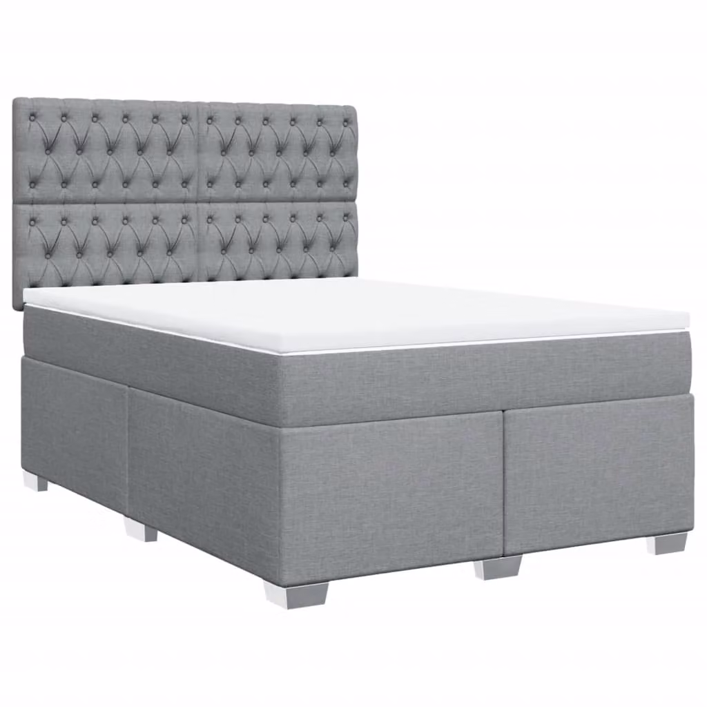 Giroletto a Molle con Materasso Grigio Chiaro 140x200cm Tessuto