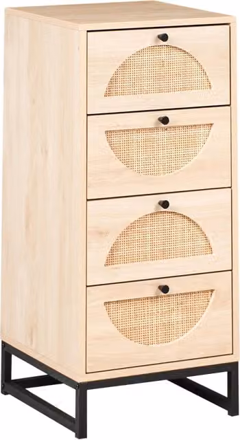 Cassettiera moderna BELIANI in legno beige e rattan con struttura in metallo e MDF L/P/H: 90 x 40 x 40 cm
