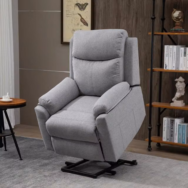 Poltrona relax elettrica 83x89x102 cm con alzapersona e reclinazione in poliestere grigio