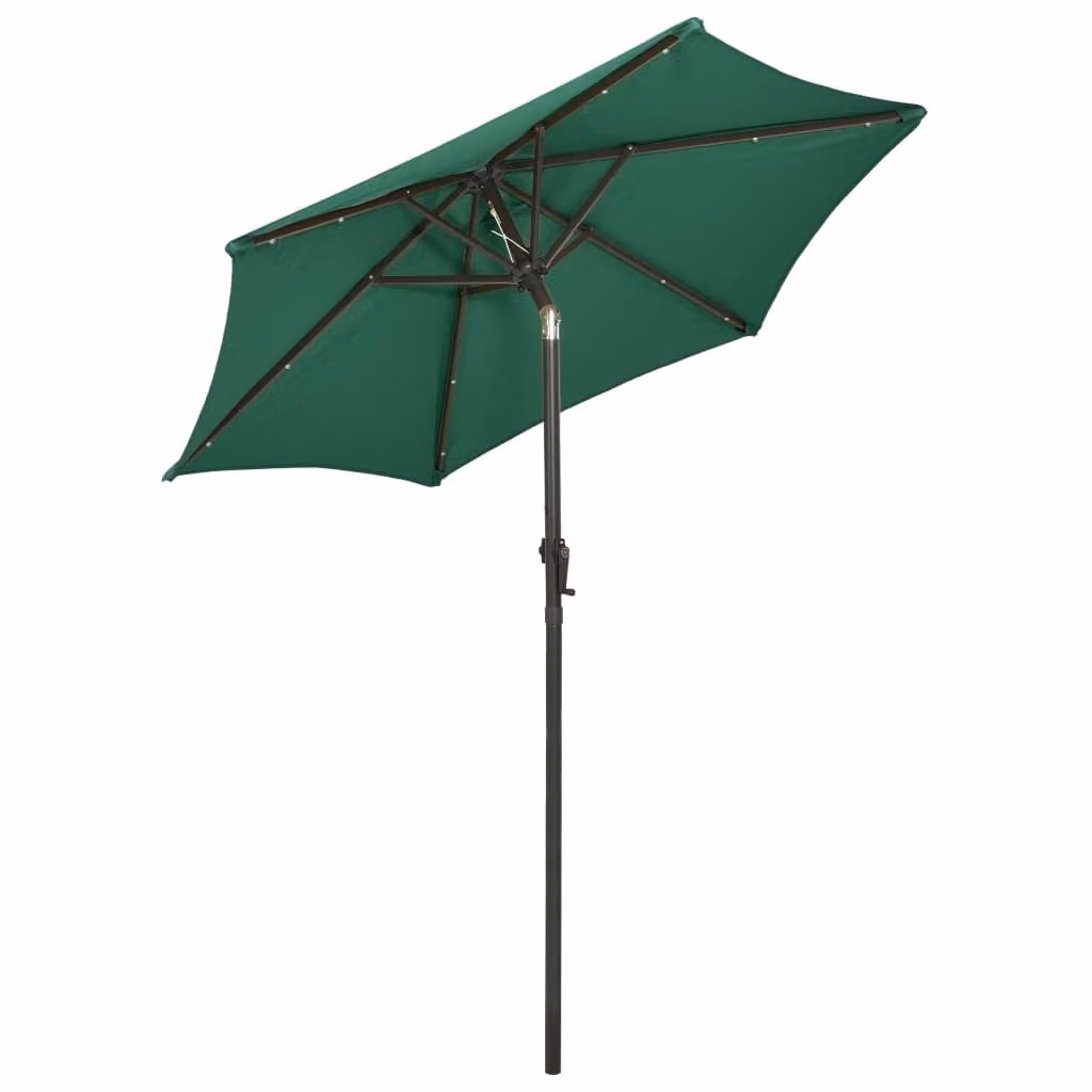 vidaXL Ombrellone con luci LED verde 200x211 cm alluminio